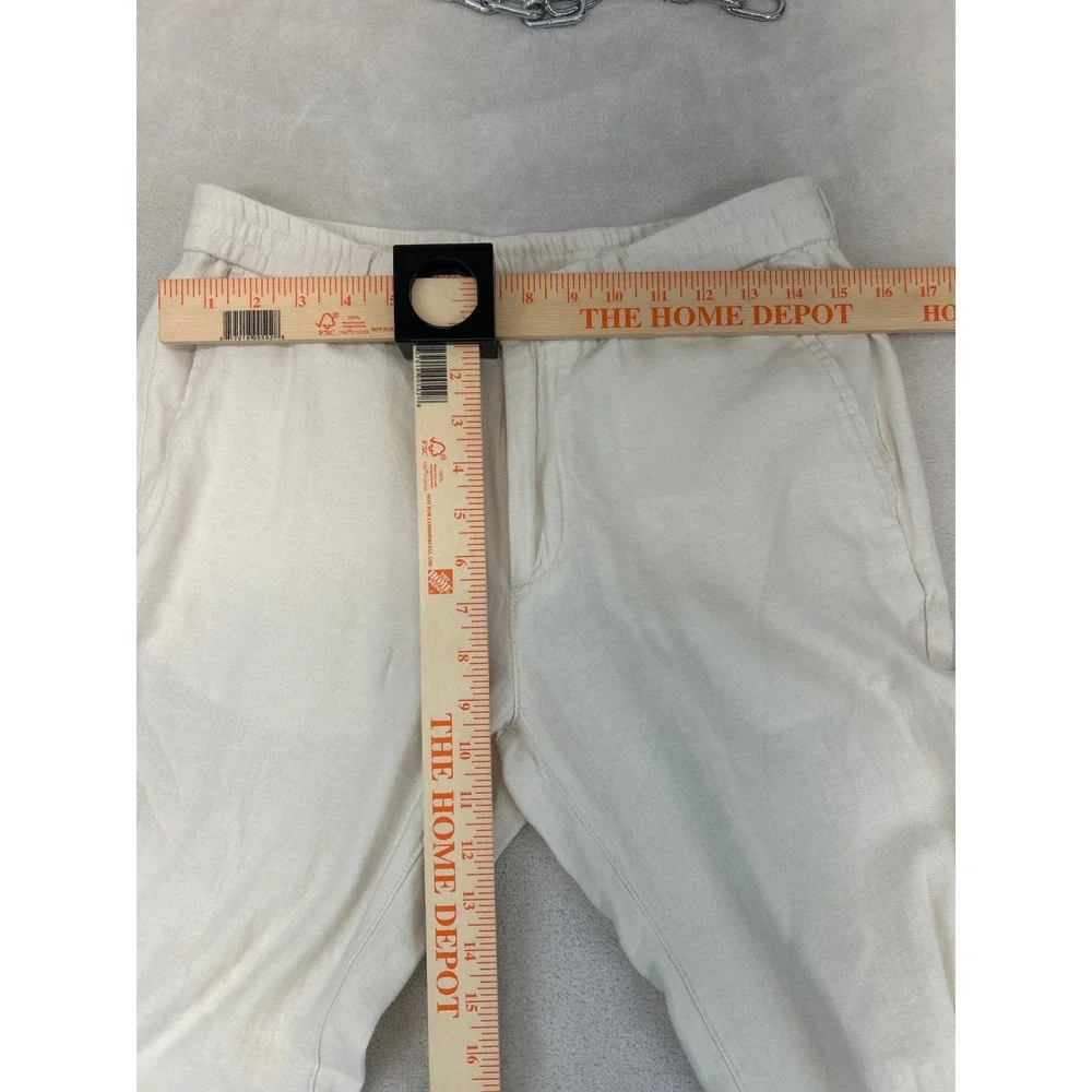 Banana Republic Linen Cotton Pants Men 31 Waist Cream Athletic Fit Drawstring